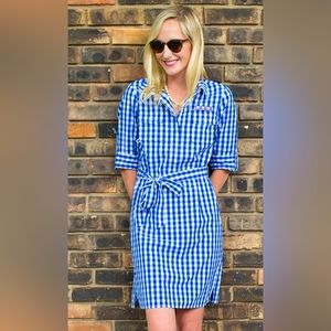 Vineyard Vines Gingham Tie-Waist Dress Blue/White Sz 4 NWOT